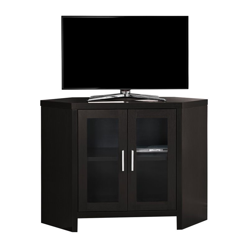 Pemberly Row 42" Corner TV Stand in Cappuccino