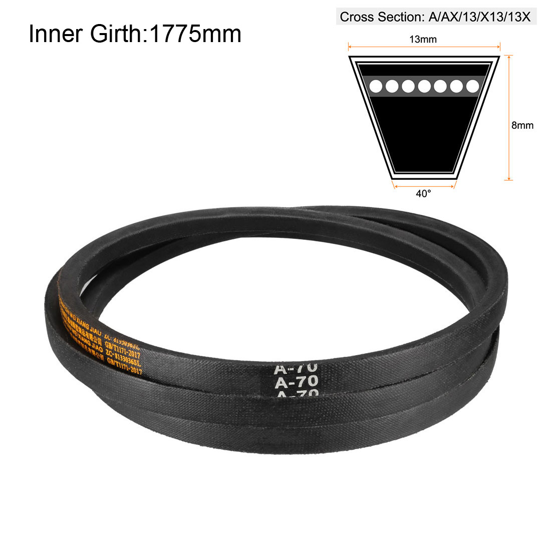 Unique Bargains V-Belt Pitch Length Industrial Rubber Transmission Belt 70"
