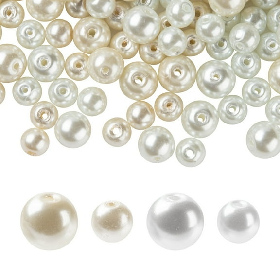 Glass Pearl Beads Strands for Beading Jewelry Making Pearlized Crafts Jewelry Making Round Mixed Color 200pcs/bag