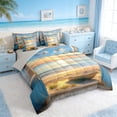 thumbnail image 2 of Manfei Vintage Beach Sunset Boat Bedding Comforter Set for Kids Boys and Girls, Coastal Ocean Print King Bedding Sets, Gray Reversible 7pcs, 2 of 6