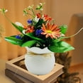 thumbnail image 4 of Hadanceo Artificial Potted Plants 5 Flower Head Home Office Table Centerpiece Wedding Faux Floral Bonsai Indoor Outdoor Desktop Decoration, 4 of 8