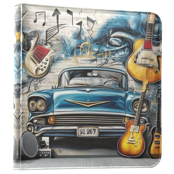 Photo Album Leather Photo Album 11.8x11.2x1.5 Inch Bookshelf Photo Album Scrapbooking Refills Scrapbook Photo Album Guitar and A Classic Car