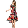 thumbnail image 3 of Free Market by Flying Tomato Women's Juniors Floral Off Shoulder Smocked Dress (Black, Small), 3 of 5