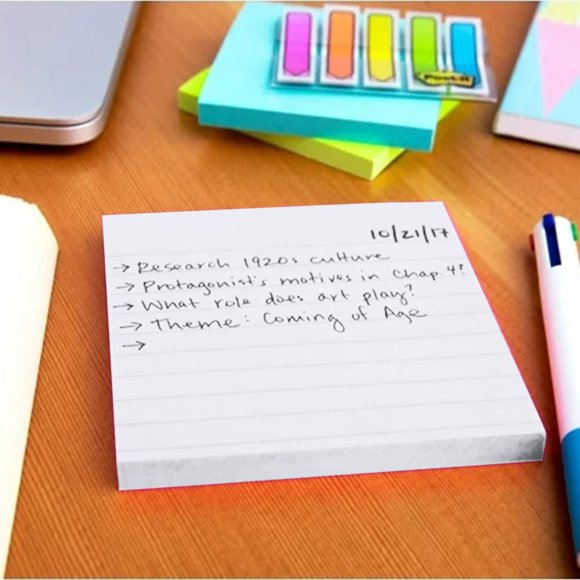 Lined Sticky Notes Superior Memo Pads Ruled Notes with Exceptional Sticking Power 80 Sheets per Pad for and Craft Use
