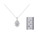 thumbnail image 4 of RYLOS Jewelry For Women Sterling Silver Floral Pattern Halo Pendant Necklace & Matching Ring Gemstone & Genuine Diamonds 18" Chain 6X4MM Aquamarine March Birthstone Womens Jewelry Matching, 4 of 9