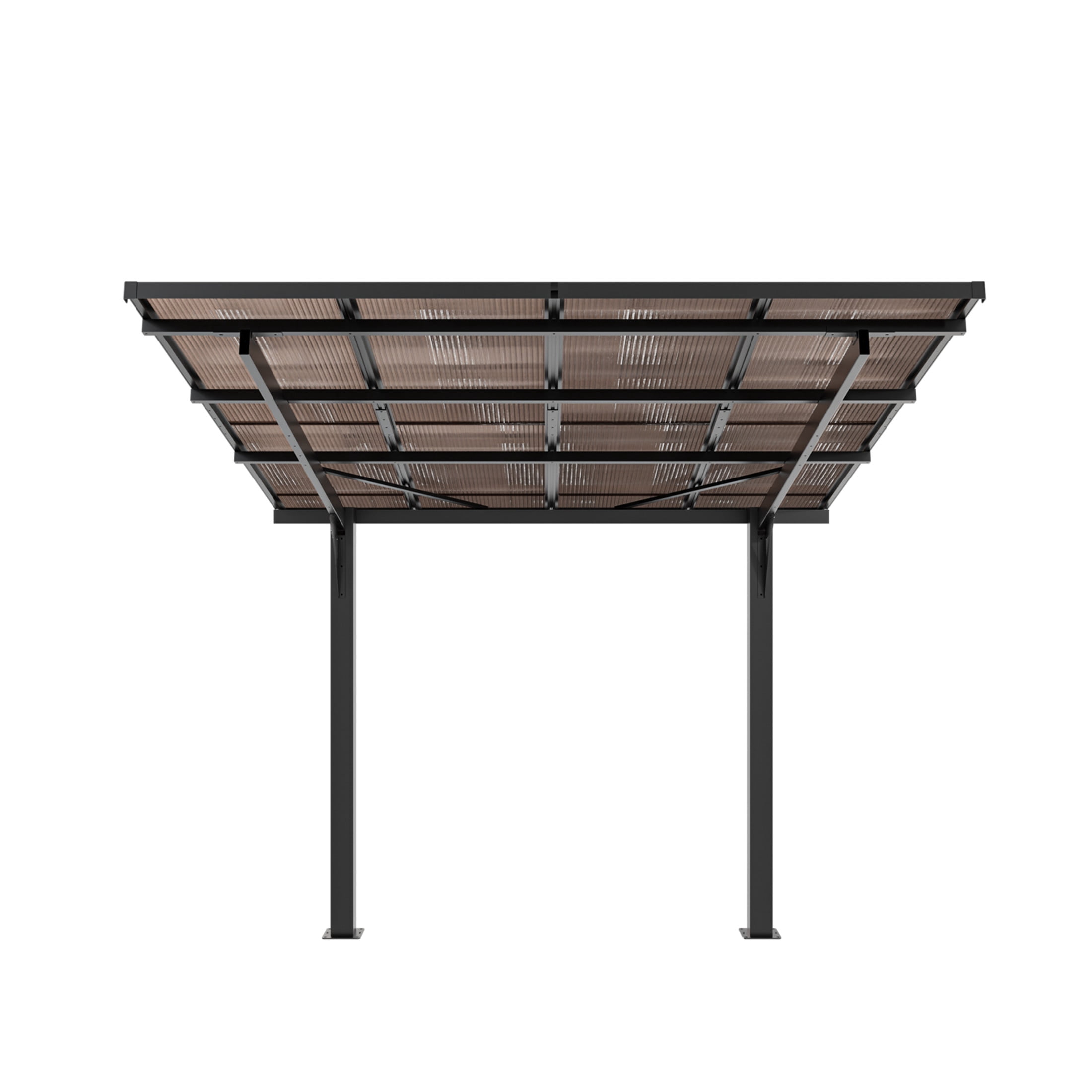 Noble House 8x8 FT Galvanized Steel Carport Awning, Sloped PC Roof Outdoor Utility Shelter & Grill Canopy, Black