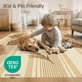 thumbnail image 4 of ODIKA Beige Striped Cream Botanical Frond Rectangular Fronds Large Stain Resistant Thin Throw for Entryway, Kitchen, Laundry Room, 4 of 7