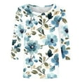thumbnail image 5 of Aobny Women's Leisure T-Shirt Comfort Flowy Tees 3/4 Sleeve Crew Neck Floral Adults Clothes, 5 of 5
