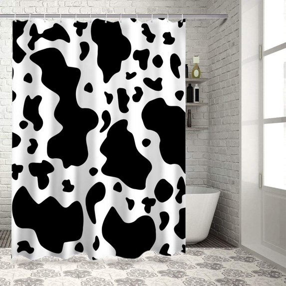 Luxury Fabric Shower Curtain, Brown Cowhide Cow Skin Look Cow Print 72x72inch