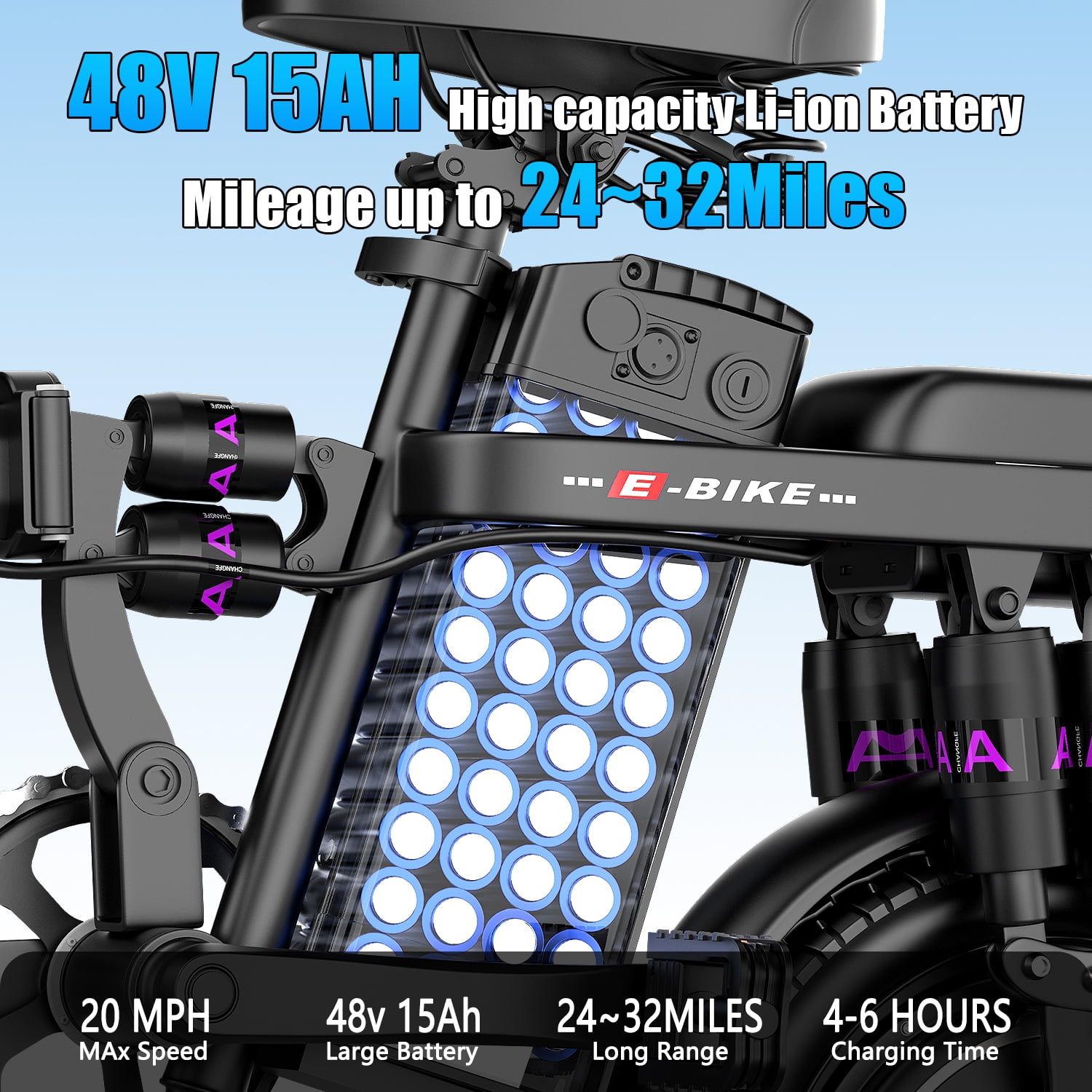 Electric Bike for Adults, Ebike, Electric Bicycle with 48V Removable Battery,14" Folding Ebike, 20MPH,30+ Miles(MAX),500W High Motor,Multi-Shock Absorption,UL 2849,Commuting Mini E Bikes
