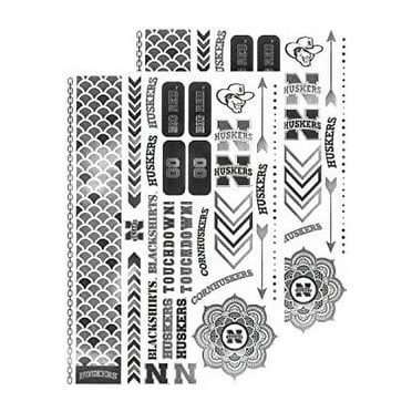 Littlearth NCAA Nebraska Cornhuskers Metallic Temporary Tattoos, 2 Full Sheets, White