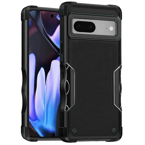 For Google Pixel 9A Case, Slim Tough Shockproof Hybrid Heavy Duty 2in1 Dual Layer TPU Bumper Rugged Rubber Defend Armor Phone Cover (Black)