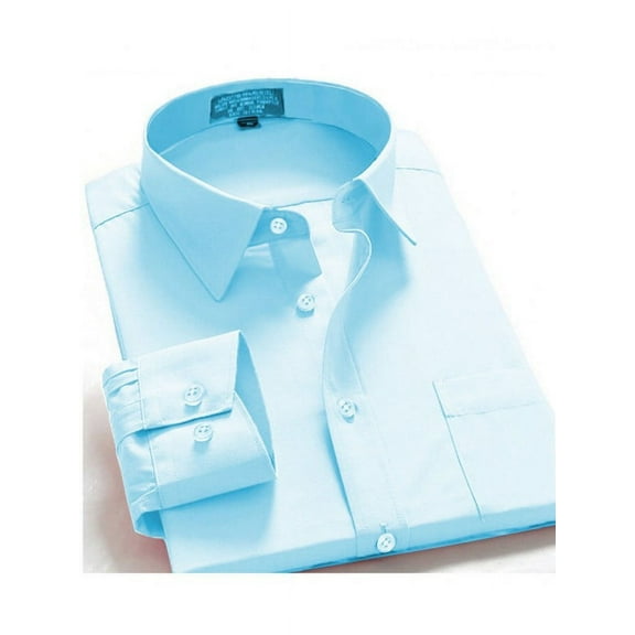 Men's Regular Fit Long Sleeve French Cuff One Pocket Dress Shirt In Light Blue