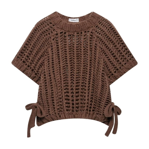 Likimi Womens Sweater Crew Neck Solid Color Short Sleeve Knit Tops For Women Loose Fit Casual Pullover Size M