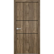 Modern Wood Interior Door with Hardware | Planum 0014 Walnut | Single Panel Frame Trims | Bathroom Bedroom Sturdy Doors-28" x 80"