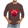 thumbnail image 3 of Jinhomg Mens Valentines Day T-Shirts Novelty Funny Heart Graphic Holiday Tees Big and Tall Comfy 3/4 Sleeve Crew Neck Tops Fashion Gifts Fall Saving Brown XXXXXL, 3 of 6