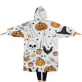 thumbnail image 2 of Oversized Wearable Blanket Hoodie,Halloween Autumn Halloween Elements Sherpa Blanket Hoodie with Super Pockets,Super Warm Fuzzy Pullover for Women & Men, 2 of 6