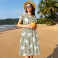 thumbnail image 4 of Gukieu Funny Chicken Print Women's Short Sleeve Dress, Elastic Waistband A-line with Pockets Summer Dress, Suitable for Daily Leisure, Work, Vacation, 4 of 6
