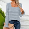 thumbnail image 5 of WXLWZYWL Long Sleeve Shirts for Women Women's Long Sleeve Square Neck Shirts 2024 Fall Causal Trendy Striped Tops, 5 of 6