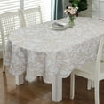 thumbnail image 1 of Oval Tablecloth 52 x 70 Inch Beige, Vintage Floral Tablecloth for Oval Table, Fabric Wrinkle Free Washable Waterproof Retro Tablecloth Oval Table Cloth for Kitchen Dining Room Table, 1 of 5