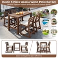 thumbnail image 4 of Harper & Bright Designs Outdoor Counter Height Dining Set for 4, 5 Pieces Acacia Wood Patio Dining Table with Slatted Design and Chairs with Cushions for Poolside Balcony Backyard, Mocha, 4 of 19