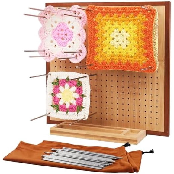 11.8" Crochet Blocking Board with 40 Steel Pins, Granny Square Blocking Board for Crochet Projects Organize, Crochet Accessories Gifts for Women, Crocheters and Grandmother$$Art & Craft