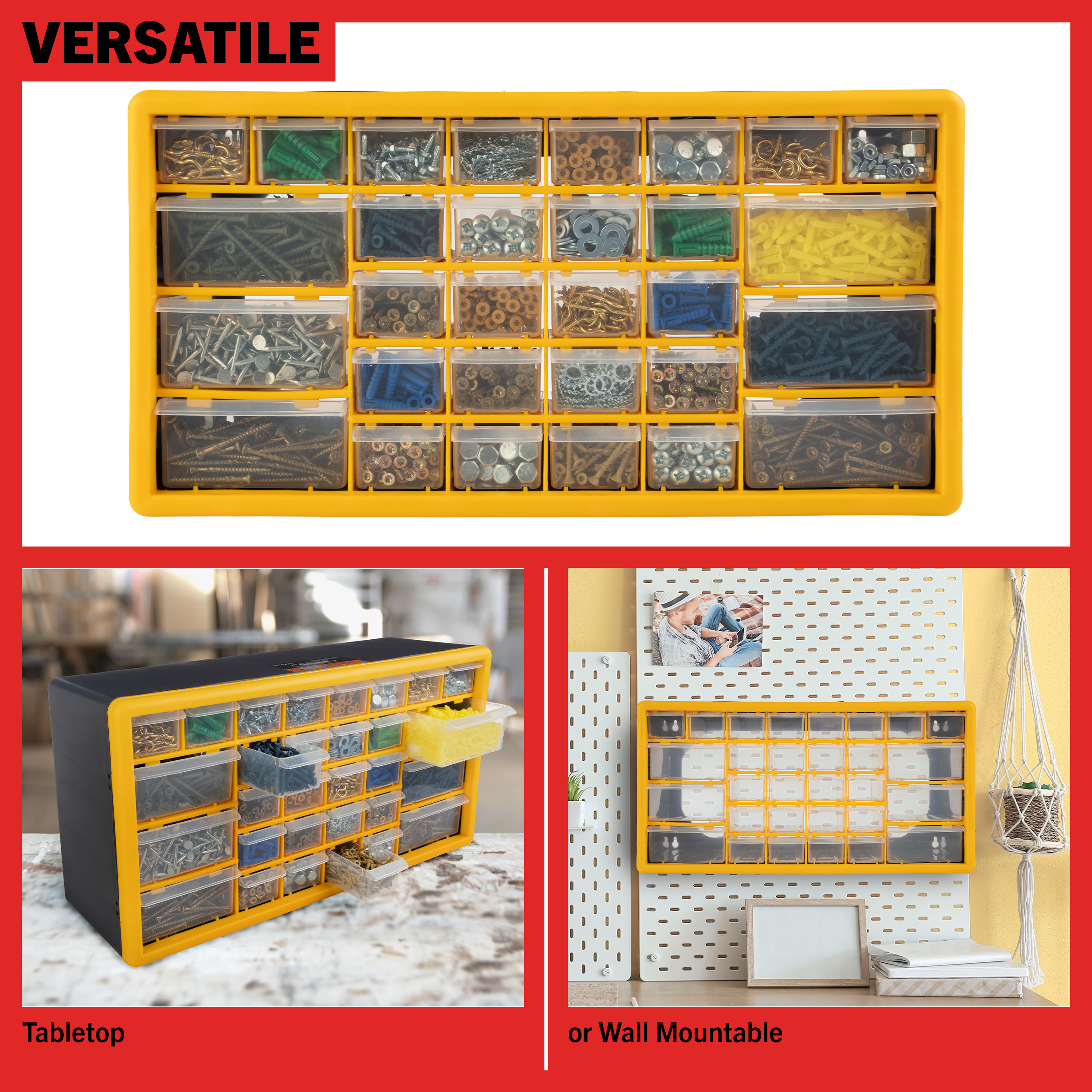 Stalwart 30-Drawer Small Part Organizer, Yellow photo 4