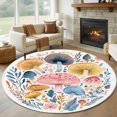 thumbnail image 3 of Spring Botanical Round Area&nbsp;Rug 6ft Farmhouse Rustic Leaf Flower Watercolor Mushroom Non-Slip&nbsp;Washable Circle Rugs Soft Felt Indoor Floor Mat for Bedroom Kitchen Living Room Bathroom, 3 of 9