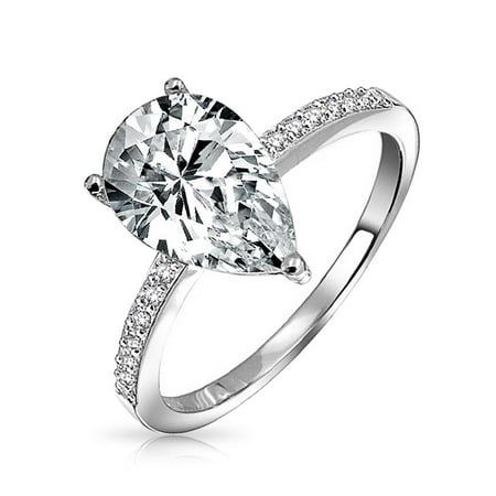 Gem Teardrop Solitaire (2.25CT Pear Shape Solitaire CZ Thin Band Cubic Zirconia Engagement Ring Rose Gold Plated 925 Sterling Silver Tear)