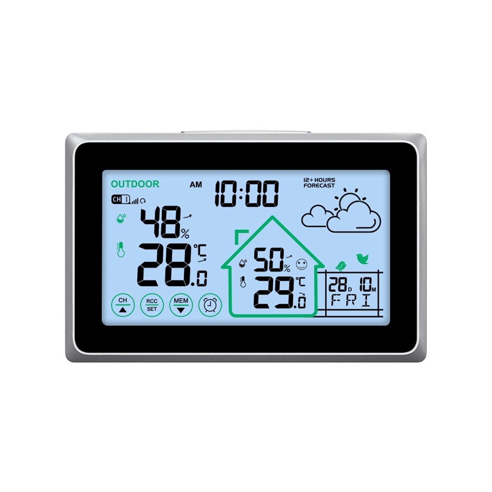 Wireless Weather Station Digital DCF Radio-Controlled Wall Clock In/Outdoor Thermometer Hygrometer Trend Forecast Sensor ,Excellent Visual Experience