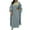 Light Blue, variant on Womens Muslim Prayer Dress Plus Size Loose Solid Dubai Maxi Dress Linen 3/4 Sleeve Islamic Abaya Robes Long Dress