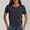 Black, variant on ATENAR T Shirts for Women Solid Shirts Crew Neck Short Sleeve Tops Gray M