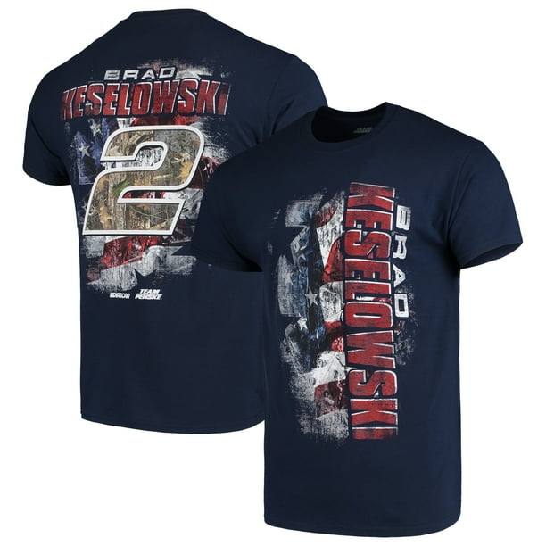 Checkered Flag Brad Keselowski TrueTimber Patriotic TShirt Navy