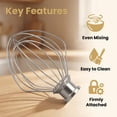 thumbnail image 2 of Compatible Stainless Steel 6-Wire Whisk Attachment – Fits 4.5 Quart & 5 Qt Tilt-Head Stand Mixers – Egg, Cream & Batter Balloon Whip – Dishwasher Safe  1-Pack., 2 of 6