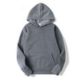 thumbnail image 2 of IEFIEL Mens Plain Pullover Hoodies Casual Hooded Sweatshirt Classic Long Sleeve Tops Dark Gray S, 2 of 5