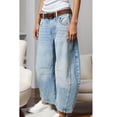 thumbnail image 4 of Womens Stretchy Mid Rise Barrel Jeans Vintage Loose Wide Leg Cropped Denim Pants Jeans, 4 of 7