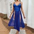 thumbnail image 4 of B91xZ Chemise de Nuit Mode pour Femmes Sans Manches à Larges Bretelles Plissée Col Rond, Bleu, 4 of 5
