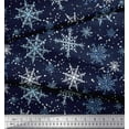 thumbnail image 3 of Soimoi Blue Viscose Chiffon Fabric Snow Flakes & Star Printed Fabric 1 Yard 42 Inch Wide, 3 of 3