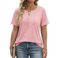 thumbnail image 4 of Fantaslook Lace Plus Size Tops for Women V Neck Short Sleeve Blouses Summer Tunic Shirts, 4 of 12