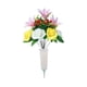 thumbnail image 2 of Ramo de rosas pavo real artificiales con jarrón | Arreglo floral artificial para decoración de cementerios y tumbas, 2 of 7