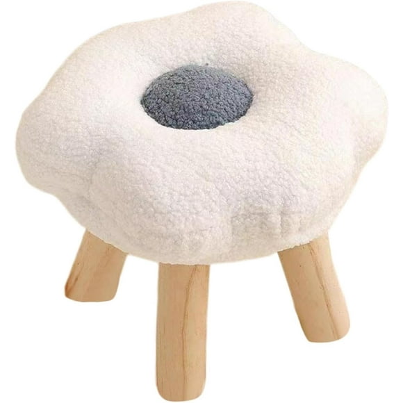 Small Foot Stool ,Sofa Footstool, Multipurpose Comfortable Flower Shape Cartoon Ottoman ,for Bedroom Playroom Bedside Porch , White