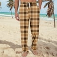 thumbnail image 3 of Men's Knitted Fashionable Printed Pocket Casual Pants, Plaid Pajama Pants for Home, Sleep and Lounge Wear,Brown,L, 3 of 8
