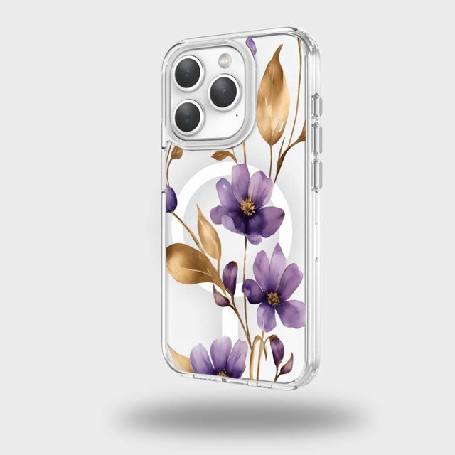 Étui Transparente pour iPhone 15 Pro - Fleur Sauvage Violette