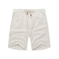 thumbnail image 3 of COOFANDY Men's Linen Flat Front Shorts Casual Lightweight Elastic Waist Shorts, 3 of 7