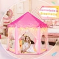 thumbnail image 4 of Tienda de campaña Princess Senodeer con alfombra arcoíris y luces de estrellas, 4 of 7