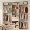thumbnail image 2 of Homieasy Closet System - 4.75-8FT Closet Organizer System with Wooden Drawers & Cube Storage Organizer, 96" Closet Systems with Cuttable Hanging Shelvings for Nursery, White Oak, 2 of 7