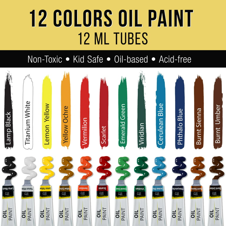 Oil Paint Set for Adults and Kids - Oil Painting Art Kits Supplies with Oil  Based Paints, Stretched Canvas, Table Easel, Brushes, Palette, Knives and