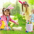 thumbnail image 7 of Edgergery Easter Bunny Basket Bags for Kids, Stripe Rabbit Pattern Egg Basket Hunt Bags Personalized Canvas Cotton Bucket with Fluffy Tail for Easter Eggs Candy Gift, 8.66" x 9", 7 of 7