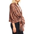 thumbnail image 3 of Sakkas Salome Reversible Silky soft Wrap Shawl Scarf with Lovely Floral Brocade - Brown - One Size Regular, 3 of 5