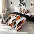 thumbnail image 2 of Manfei Abstract Wave Stripe Twin Comforter Sets, Geometric Line Bedding Set, Orange, Black and White, Black Reversible 2-Piece, 1 Comforter and 1 Pillowcase, 2 of 6